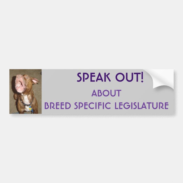 SPEAK OUT ABOUT BREED SPECIFIC LEGISLATURE, SP... BUMPER STICKER (Front)