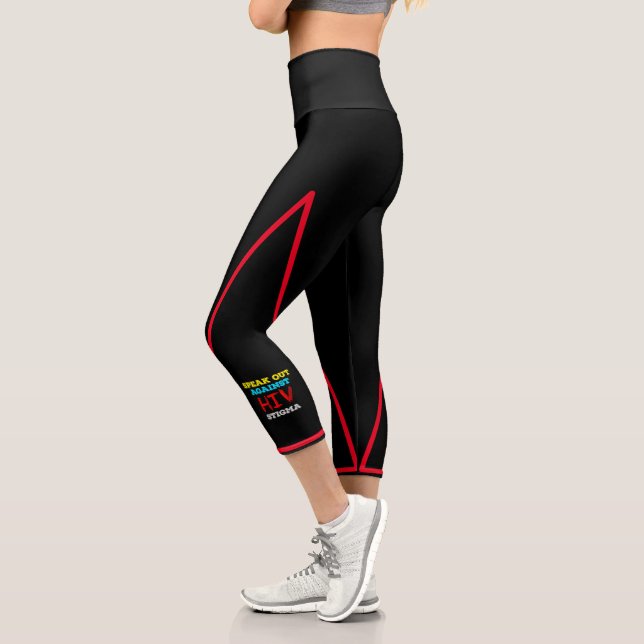 Speak Out Against HIV Stigma - AIDS Awareness Capri Leggings (Left)