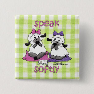 Speak Softly Lambs 2 Inch Square Button
