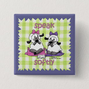 Speak Softly Lambs 2 Inch Square Button