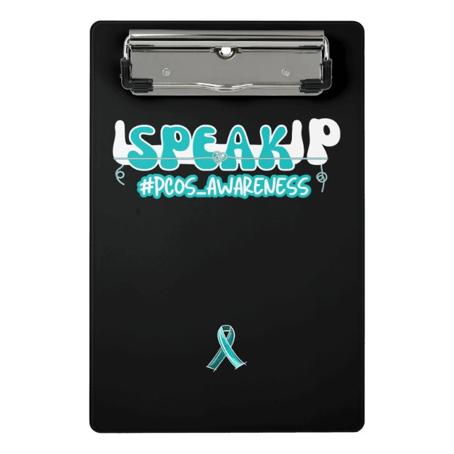 Speak Up PCOS Awareness Teal Ribbon Mini Clipboard (Front)