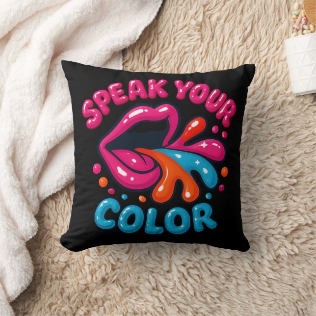 Speak Your Colour Bold Typography Art Throw Pillow (Blanket)