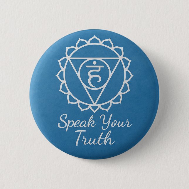 Speak Your Truth Throat Chakra Communication 2 Inch Round Button (Front)