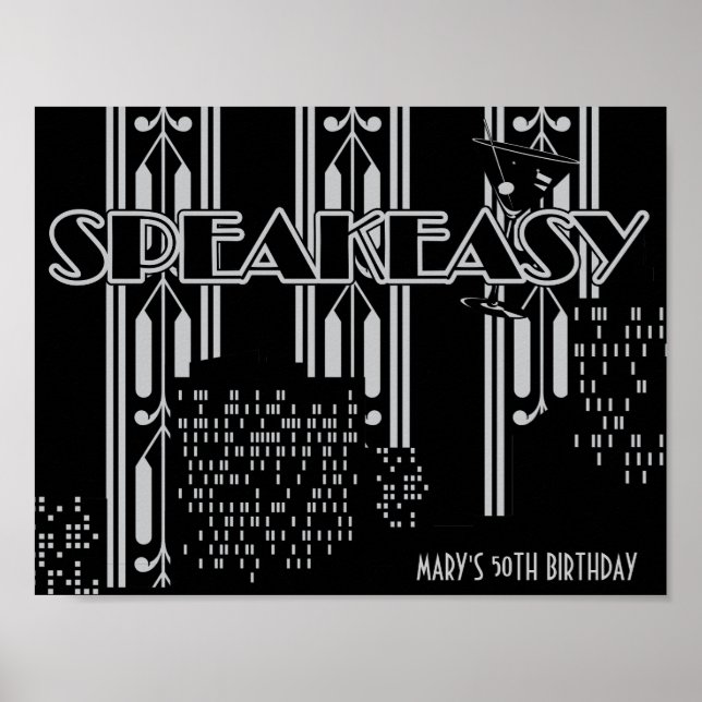 Speakeasy, 1920's Birthday Party Poster (Front)