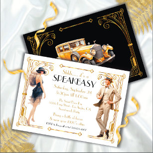Speakeasy Flapper Great Gatsby Art Deco Party Invitation