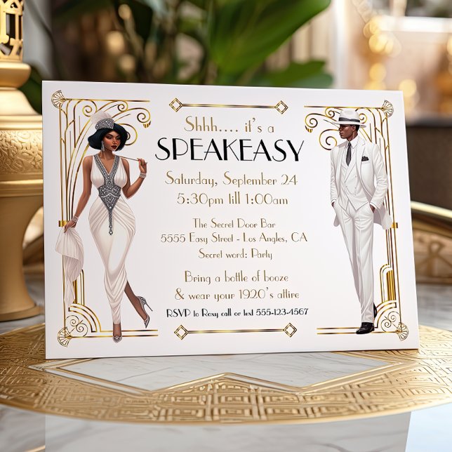 Speakeasy Flapper Great Gatsby Harlem Nights Invitation (Creator Uploaded)