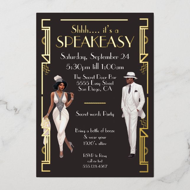 Speakeasy Flapper Party African American Black (Front)