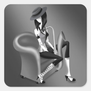 "Speakeasy" – Jazz-Inspired Square Sticker