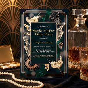 Speakeasy Murder Mystery Dinner Birthday Party Invitation