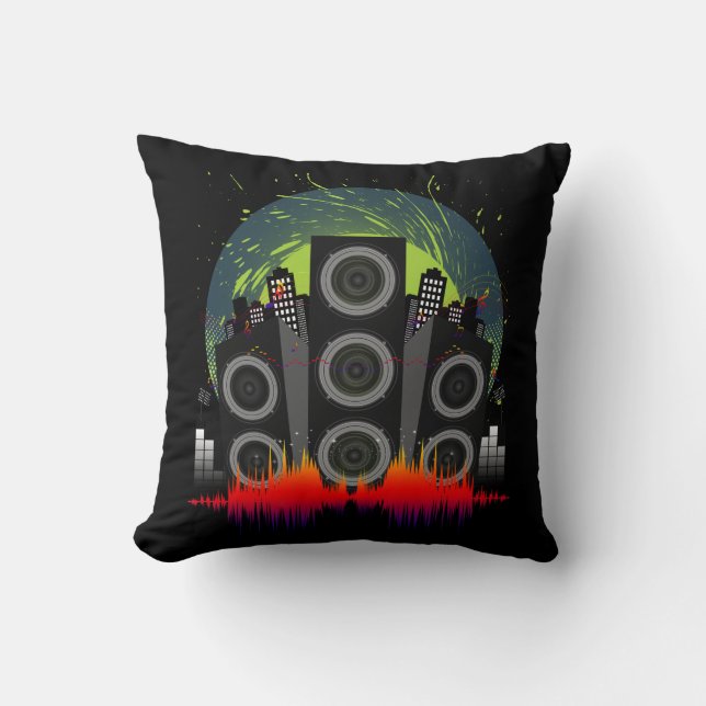 Speaker Blast Throw Pillow (Front)
