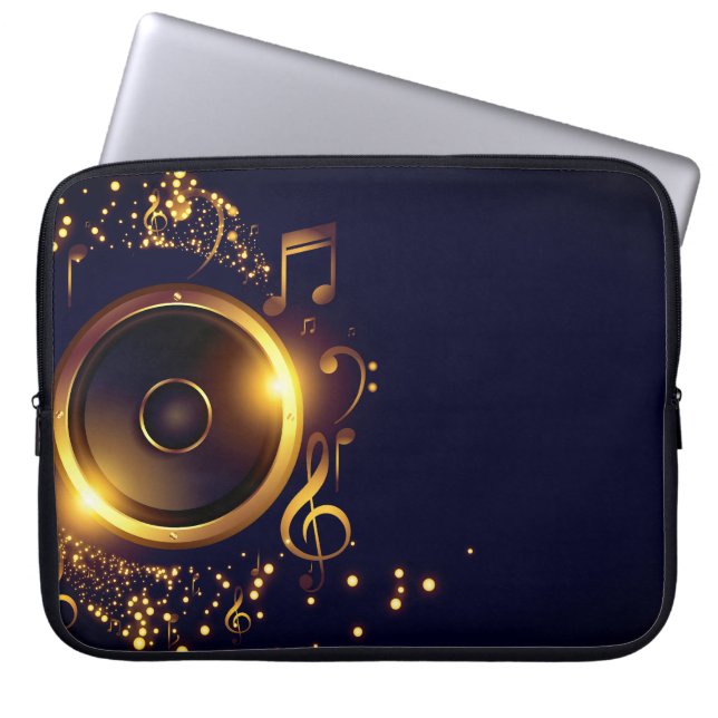 Speaker musical notes laptop sleeve (Front)