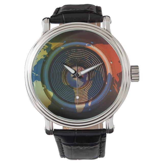 Speaker on a world map background watch (Front)