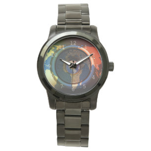 Speaker on a world map background watch