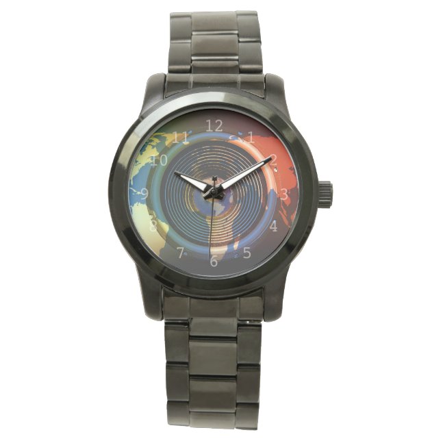 Speaker on a world map background watch (Front)