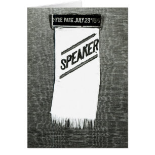 Speaker's badge for the Suffragette meeting