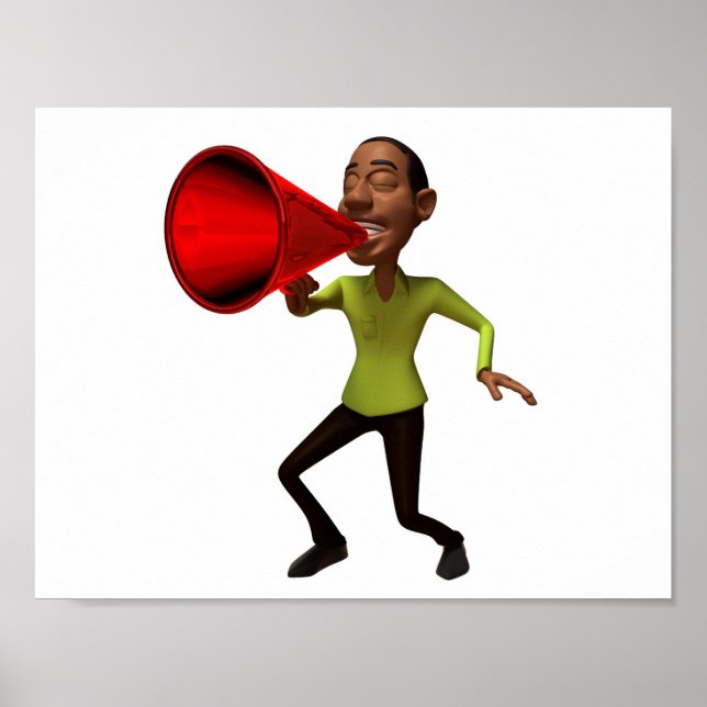 Speaking Into A Megaphone Poster (Front)