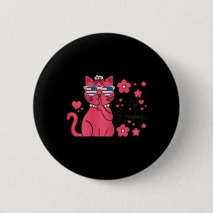 Speaking Kamala Harris Funny Pink Cat Kamala 2024 2 Inch Round Button