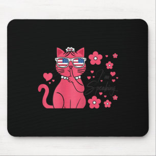 Speaking Kamala Harris Funny Pink Cat Kamala 2024 Mouse Pad