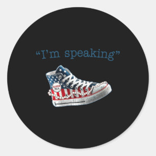 Speaking Kamala Harris President 2024 Usa Flag Sne Classic Round Sticker