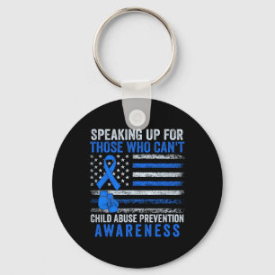 Speaking Up For Who Can't Child Abuse Awareness Bo Keychain