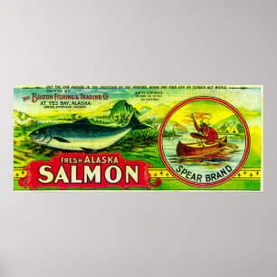 Spear Salmon Can LabelYes Bay, AK Poster