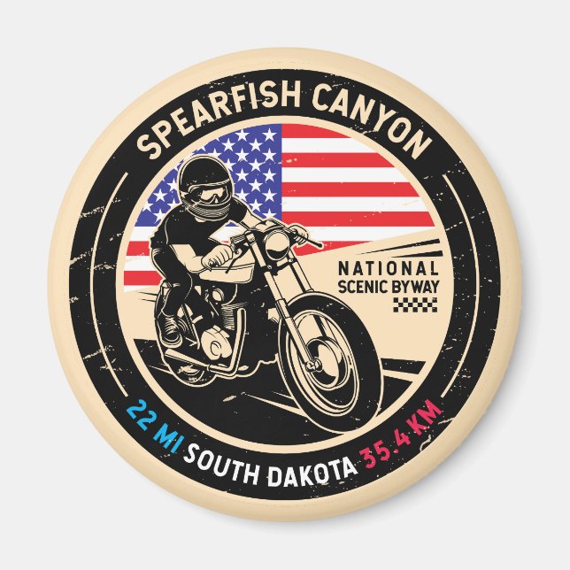 Spearfish Canyon South Dakota Motorcycle Magnet (Front)
