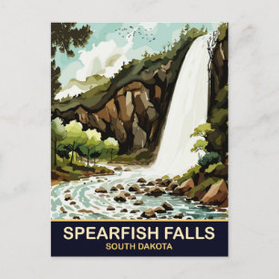 Spearfish Falls, South Dakota, Vintage Travel  Postcard