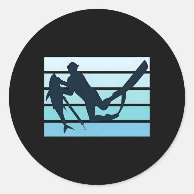 Spearfishing Dive Fish Hunting Spear Fisher Spearf Classic Round Sticker (Front)