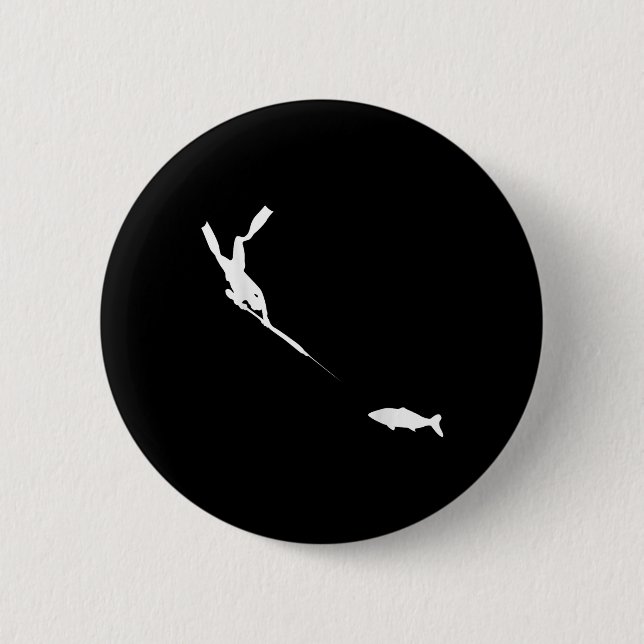 Spearfishing Freediver Fish Hunting Tee  2 Inch Round Button (Front)