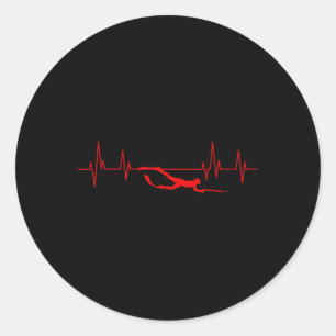 Spearfishing Heartbeat Diving Spearfisherman Hunti Classic Round Sticker