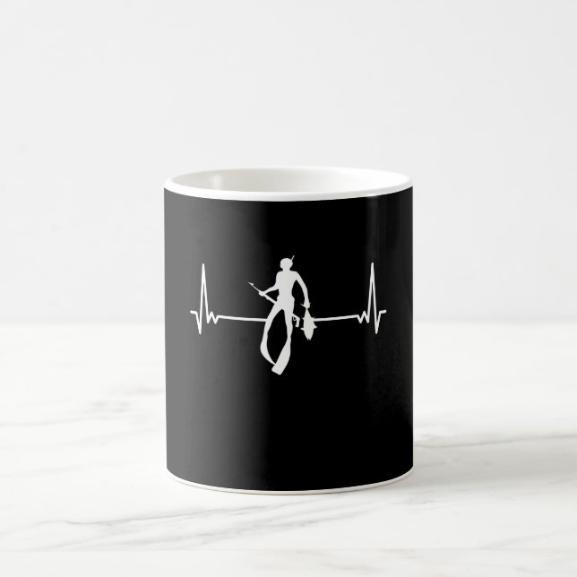Spearfishing Heartbeat Spear Fishing Gift Dad Mom Coffee Mug (Center)