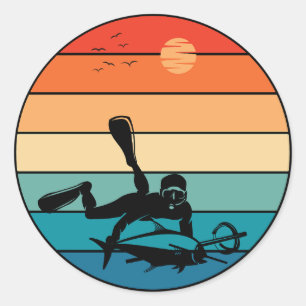 Spearfishing Underwater Hunting Fishing Classic Round Sticker