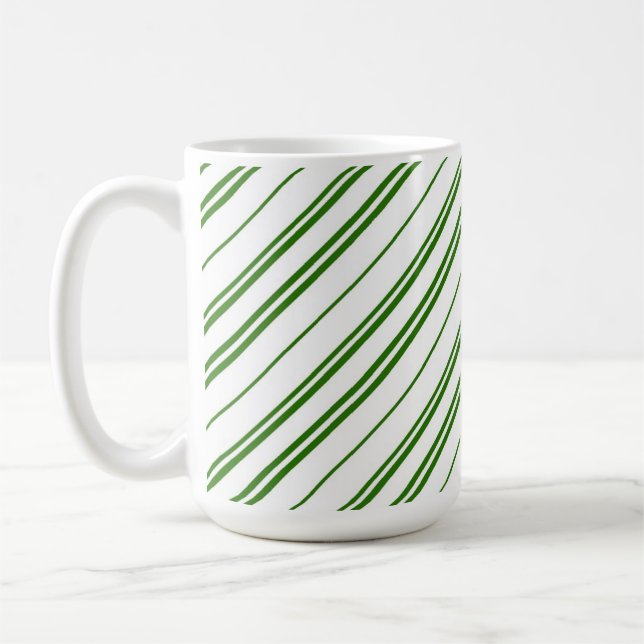 Spearmint Candy Cane Christmas Stripes Coffee Mug (Left)