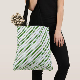 Spearmint Candy Cane Christmas Stripes Tote Bag