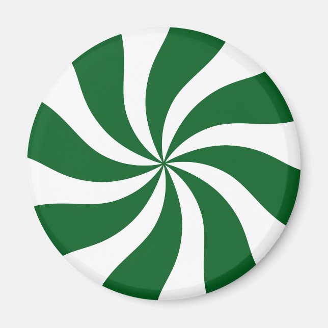 Spearmint Candy Swirl Green and White Magnet (Front)