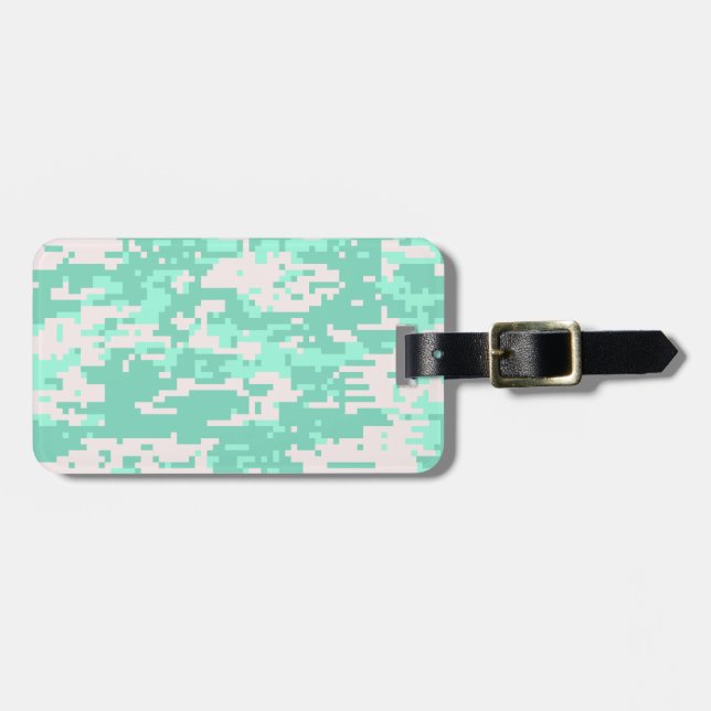 Spearmint Digital Camo Pattern Luggage Tag (Front Horizontal)