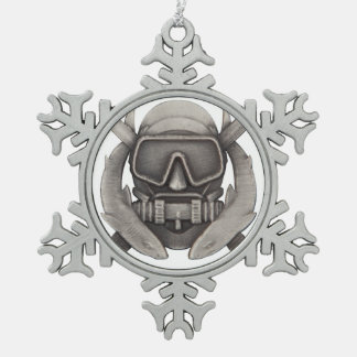 Spec Ops Diver Snowflake Pewter Christmas Ornament
