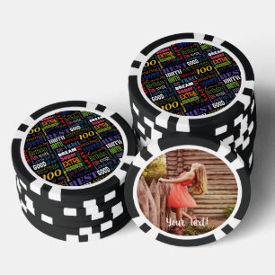 Special 100th Birthday Party Personalized Monogram Poker Chips