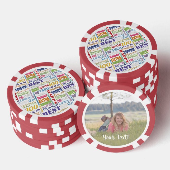 Special 100th Birthday Party Personalized Monogram Poker Chips (Stack)