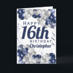 Special 16th Birthday Navy Balloon Card<br><div class="desc">A gorgeous navy and silver balloon jumbo happy 16th birthday card. This fabulous design is the perfect way to wish someone a happy 16th birthday (or any age!) Personalize with our own custom name and message. Blue coloured typography and gorgeous navy blue and silver balloons.</div>