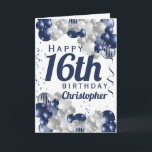 Special 16th Birthday Navy Balloon Card<br><div class="desc">A gorgeous navy and silver balloon jumbo happy 16th birthday card. This fabulous design is the perfect way to wish someone a happy 16th birthday (or any age!) Personalize with our own custom name and message. Blue coloured typography and gorgeous navy blue and silver balloons.</div>
