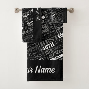 Special 40th Birthday Party Personalized Gifts Bath Towel Set