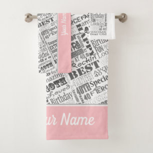 Special 40th Birthday Party Personalized Gifts  Bath Towel Set