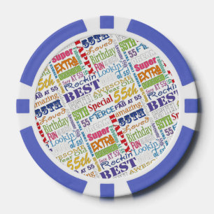 Special 55th Birthday Party Personalized Monogram Poker Chips