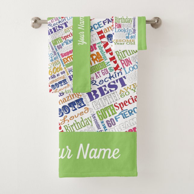 Special 60th Birthday Party Personalized Gifts Bath Towel Set (Insitu)