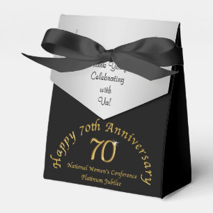 Special 70th Anniversary Favour Box, Black, Gold Favor Box