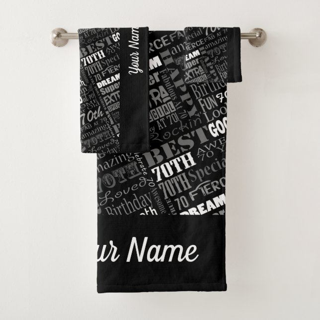 Special 70th Birthday Party Personalized Gifts Bath Towel Set (Insitu)