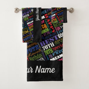 Special 70th Birthday Party Personalized Gifts Bath Towel Set