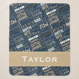 Special 80th Birthday Party Photo Monogram Sherpa Blanket