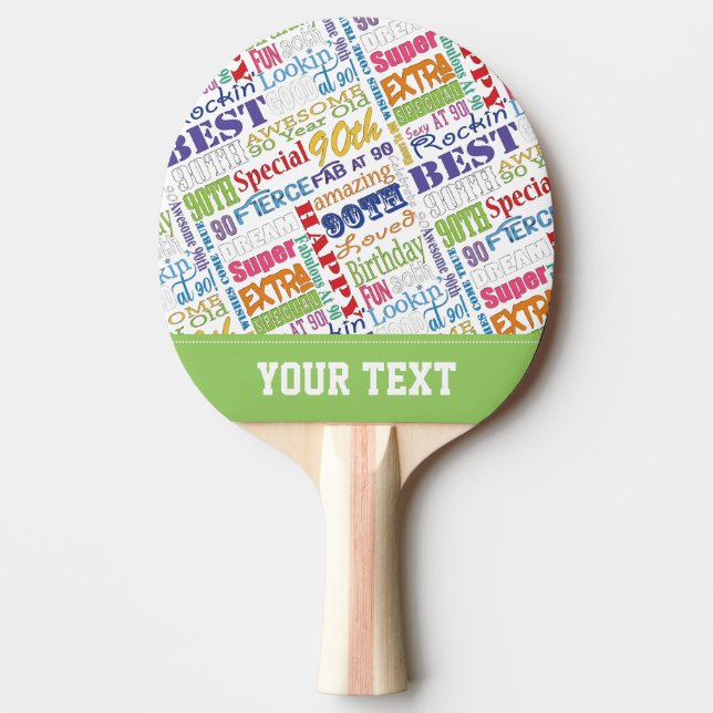 Special 90th Birthday Party Personalized Monogram Ping Pong Paddle (Front)
